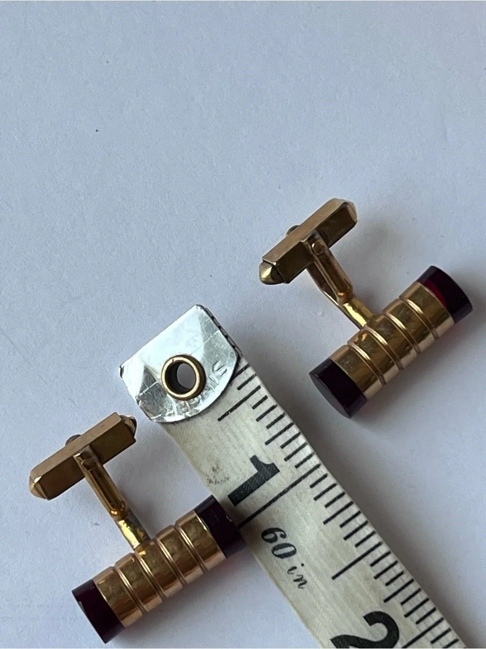 Vintage Swank Cuff Links Gold Plated Red Lucite